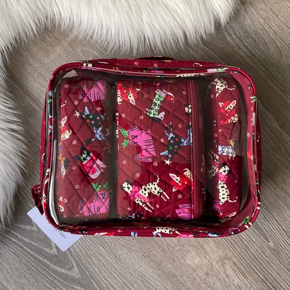 🐾 VERA BRADLEY Holiday Hounds 4 Piece Cosmetic Set - Picture 2 of 2